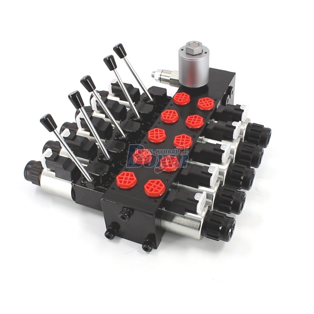 High Pressure DCV56 Solenoid 5 Spool Sectional Hydraulic Valve cover photo